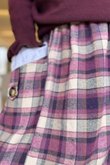 Roberta Plaid Brushed Cotton Balloon Hem Skirt Aubergine